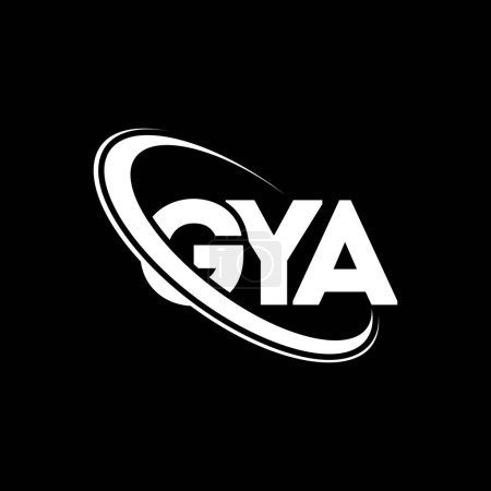 Ilustración de Logo de GYA. Carta de GYA. Diseño del logotipo de la letra GYA. Logo inicial de GYA vinculado con el logotipo del círculo y del monograma en mayúsculas. Tipografía GYA para marca tecnológica, empresarial e inmobiliaria. - Imagen libre de derechos