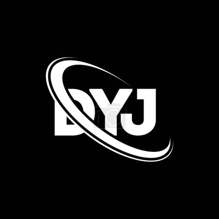 Ilustración de Logo de DYJ. Carta del DYJ. Diseño del logotipo de la letra DYJ. Logo inicial del DYJ vinculado con el logotipo del círculo y del monograma en mayúsculas. Tipografía DYJ para marca tecnológica, empresarial e inmobiliaria. - Imagen libre de derechos