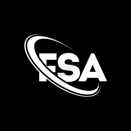 Illustration for FSA logo. FSA letter. FSA letter logo design. Initials FSA logo linked with circle and uppercase monogram logo. FSA typography for technology, business and real estate brand. - Royalty Free Image