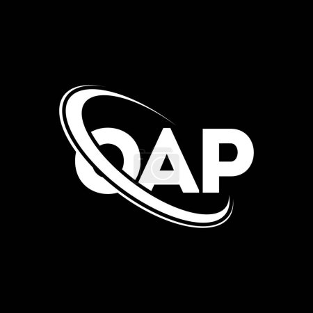 Ilustración de Logotipo OAP. Carta de OAP. Diseño del logotipo de la carta OAP. Inicial logo OAP vinculado con círculo y logo monograma en mayúsculas. Tipografía OAP para marca tecnológica, empresarial e inmobiliaria. - Imagen libre de derechos