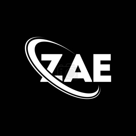 Illustration for ZAE logo. ZAE letter. ZAE letter logo design. Initials ZAE logo linked with circle and uppercase monogram logo. ZAE typography for technology, business and real estate brand. - Royalty Free Image