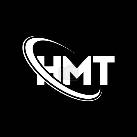 Ilustración de Logo de HMT. Carta HMT. Diseño del logotipo de la letra HMT. Logo inicial de HMT vinculado con el logotipo del círculo y del monograma en mayúsculas. Tipografía HMT para marca tecnológica, empresarial e inmobiliaria. - Imagen libre de derechos
