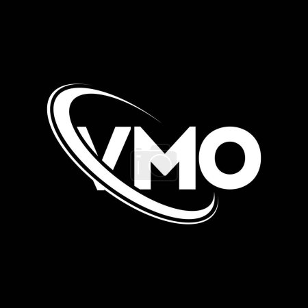 Illustration for VMO logo. VMO letter. VMO letter logo design. Initials VMO logo linked with circle and uppercase monogram logo. VMO typography for technology, business and real estate brand. - Royalty Free Image