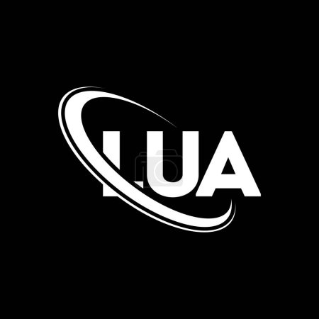 Ilustración de Logotipo LUA. Carta LUA. Diseño del logotipo de la letra LUA. Inicial Logotipo LUA vinculado con círculo y logo monograma en mayúsculas. Tipografía LUA para marca tecnológica, empresarial e inmobiliaria. - Imagen libre de derechos