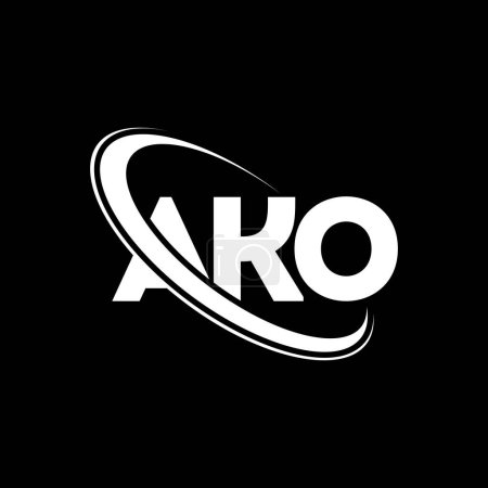 Illustration for AKO logo. AKO letter. AKO letter logo design. Initials AKO logo linked with circle and uppercase monogram logo. AKO typography for technology, business and real estate brand. - Royalty Free Image