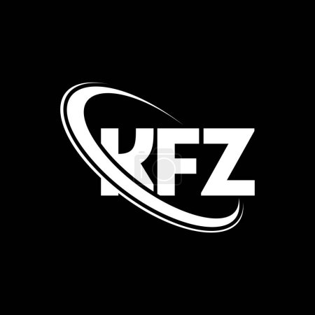 Illustration for KFZ logo. KFZ letter. KFZ letter logo design. Initials KFZ logo linked with circle and uppercase monogram logo. KFZ typography for technology, business and real estate brand. - Royalty Free Image
