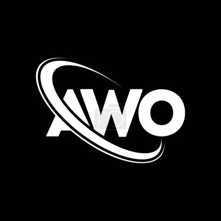 Illustration for AWO logo. AWO letter. AWO letter logo design. Initials AWO logo linked with circle and uppercase monogram logo. AWO typography for technology, business and real estate brand. - Royalty Free Image