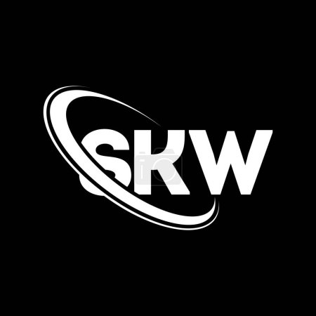 Ilustración de Logotipo SKW. Carta de SKW. Diseño del logotipo de la letra SKW. Logotipo inicial de SKW vinculado con el logotipo del círculo y del monograma en mayúsculas. Tipografía SKW para marca tecnológica, empresarial e inmobiliaria. - Imagen libre de derechos