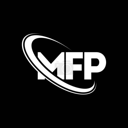 Illustration for MFP logo. MFP letter. MFP letter logo design. Initials MFP logo linked with circle and uppercase monogram logo. MFP typography for technology, business and real estate brand. - Royalty Free Image