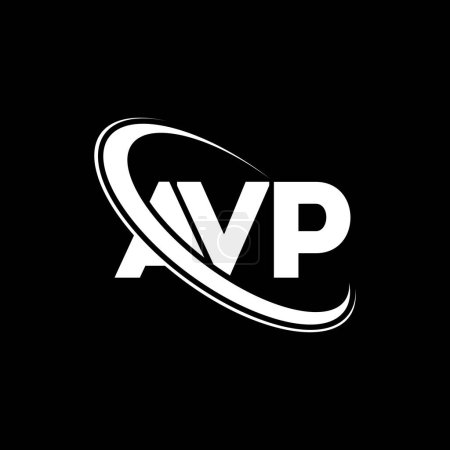Illustration for AVP logo. AVP letter. AVP letter logo design. Initials AVP logo linked with circle and uppercase monogram logo. AVP typography for technology, business and real estate brand. - Royalty Free Image