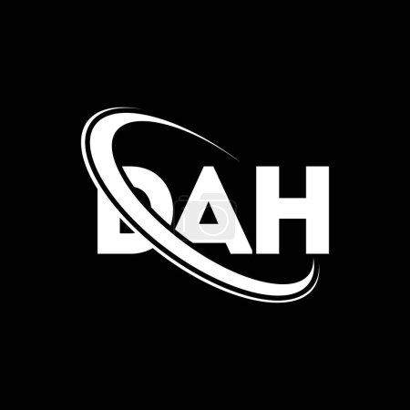 Ilustración de Logo de DAH. Carta DAH. Diseño del logotipo de la letra DAH. Logo inicial de DAH vinculado con el logotipo del círculo y del monograma en mayúsculas. Tipografía DAH para marca tecnológica, empresarial e inmobiliaria. - Imagen libre de derechos