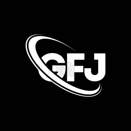 Ilustración de Logo de GFJ. Carta de la GFJ. Diseño del logotipo de la letra GFJ. Inicial logotipo de GFJ vinculado con el círculo y el logotipo del monograma en mayúsculas. Tipografía GFJ para marca tecnológica, empresarial e inmobiliaria. - Imagen libre de derechos