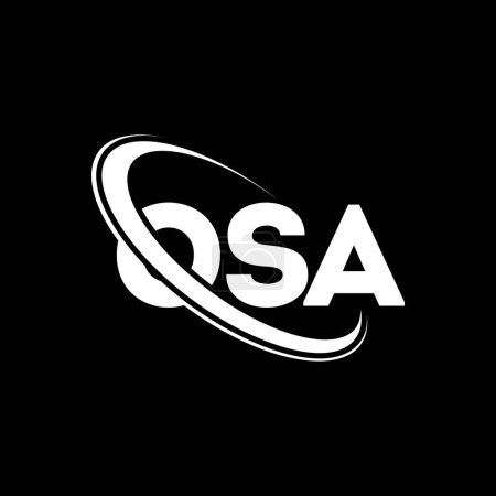 Ilustración de Logo de OSA. Carta de la OSA. Diseño del logotipo de la letra OSA. Inicial OSA logo vinculado con círculo y logo monograma en mayúsculas. Tipografía OSA para marca tecnológica, empresarial e inmobiliaria. - Imagen libre de derechos