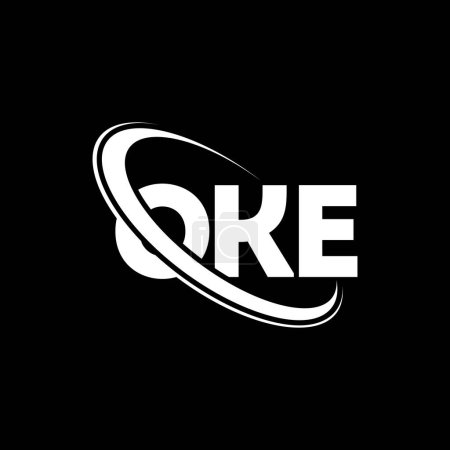 Ilustración de Logotipo OKE. Carta de Oke. Diseño del logotipo de la letra OKE. Logo inicial de OKE vinculado con el logotipo del círculo y del monograma en mayúsculas. Tipografía OKE para marca tecnológica, empresarial e inmobiliaria. - Imagen libre de derechos