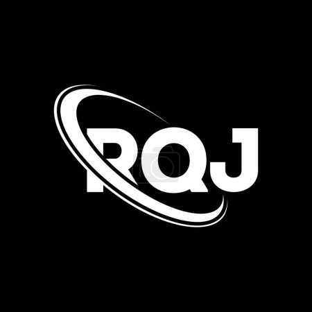 Ilustración de Logo de RQJ. Carta RQJ. Diseño del logotipo de la letra RQJ. Logotipo inicial de RQJ vinculado con el círculo y el logotipo del monograma en mayúsculas. Tipografía RQJ para marca tecnológica, empresarial e inmobiliaria. - Imagen libre de derechos