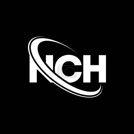 Ilustración de Logo de NCH. Carta de NCH. Diseño del logotipo de la letra NCH. Logo inicial de NCH vinculado con el logotipo del círculo y del monograma en mayúsculas. Tipografía NCH para marca tecnológica, empresarial e inmobiliaria. - Imagen libre de derechos