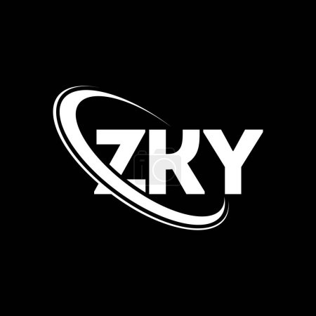 Ilustración de Logotipo ZKY. Carta ZKY. Diseño del logotipo de la letra ZKY. Inicial logotipo de ZKY vinculado con el círculo y el logotipo del monograma en mayúsculas. Tipografía ZKY para marca tecnológica, empresarial e inmobiliaria. - Imagen libre de derechos