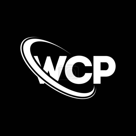Ilustración de Logotipo WCP. Carta WCP. Diseño del logotipo de la letra WCP. Inicial logo WCP vinculado con círculo y logo monograma en mayúsculas. Tipografía WCP para marca tecnológica, empresarial e inmobiliaria. - Imagen libre de derechos
