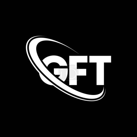 Illustration for GFT logo. GFT letter. GFT letter logo design. Initials GFT logo linked with circle and uppercase monogram logo. GFT typography for technology, business and real estate brand. - Royalty Free Image