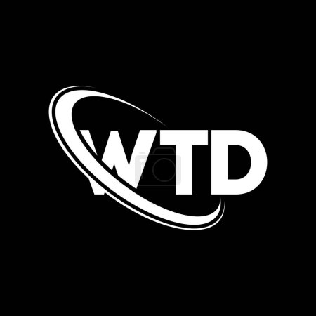 Ilustración de Logo de WTD. Carta WTD. Diseño del logotipo de la letra WTD. Inicial logo WTD vinculado con círculo y logo monograma en mayúsculas. Tipografía WTD para marca tecnológica, empresarial e inmobiliaria. - Imagen libre de derechos