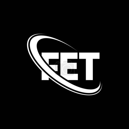 Illustration for FET logo. FET letter. FET letter logo design. Initials FET logo linked with circle and uppercase monogram logo. FET typography for technology, business and real estate brand. - Royalty Free Image