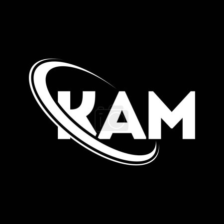 Ilustración de Logo de KAM. Carta de KAM. Diseño del logotipo de la letra KAM. Logotipo inicial de KAM vinculado con el logotipo del círculo y del monograma en mayúsculas. Tipografía KAM para marca tecnológica, empresarial e inmobiliaria. - Imagen libre de derechos