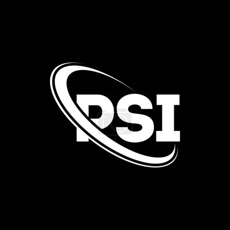 Illustration for PSI logo. PSI letter. PSI letter logo design. Initials PSI logo linked with circle and uppercase monogram logo. PSI typography for technology, business and real estate brand. - Royalty Free Image