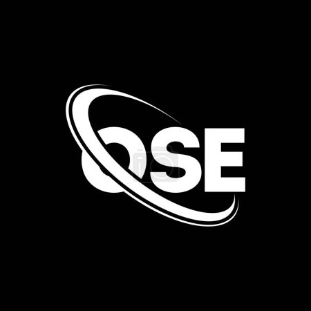 Illustration for OSE logo. OSE letter. OSE letter logo design. Initials OSE logo linked with circle and uppercase monogram logo. OSE typography for technology, business and real estate brand. - Royalty Free Image