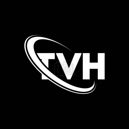 Illustration for TVH logo. TVH letter. TVH letter logo design. Initials TVH logo linked with circle and uppercase monogram logo. TVH typography for technology, business and real estate brand. - Royalty Free Image