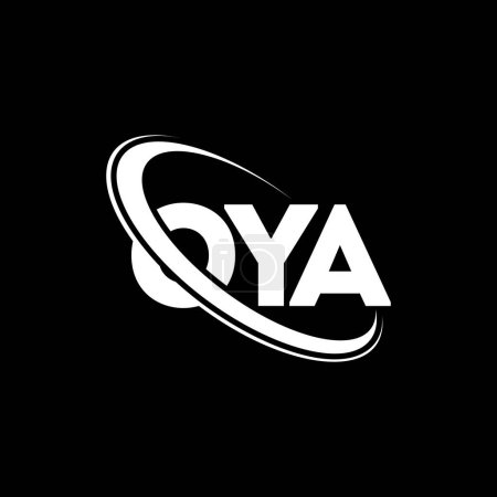 Illustration for OYA logo. OYA letter. OYA letter logo design. Initials OYA logo linked with circle and uppercase monogram logo. OYA typography for technology, business and real estate brand. - Royalty Free Image