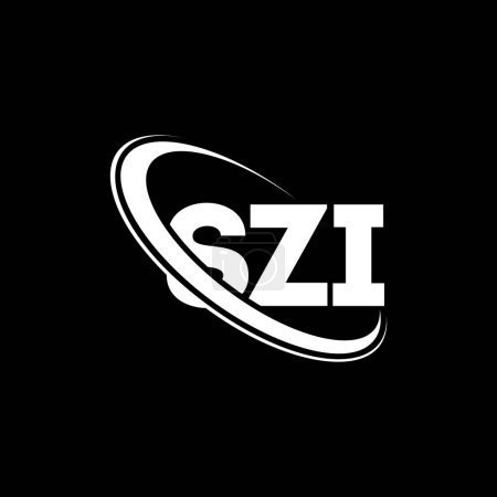 Ilustración de Logotipo SZI. Carta SZI. Diseño del logotipo de la letra SZI. Logotipo inicial de SZI vinculado con el círculo y el logotipo del monograma en mayúsculas. Tipografía SZI para marca tecnológica, empresarial e inmobiliaria. - Imagen libre de derechos