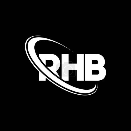 Ilustración de Logotipo RHB. Carta RHB. Diseño del logotipo de la letra RHB. Logotipo inicial de RHB vinculado con el círculo y el logotipo del monograma en mayúsculas. Tipografía RHB para marca tecnológica, empresarial e inmobiliaria. - Imagen libre de derechos