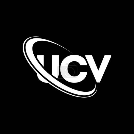 Illustration for UCV logo. UCV letter. UCV letter logo design. Initials UCV logo linked with circle and uppercase monogram logo. UCV typography for technology, business and real estate brand. - Royalty Free Image