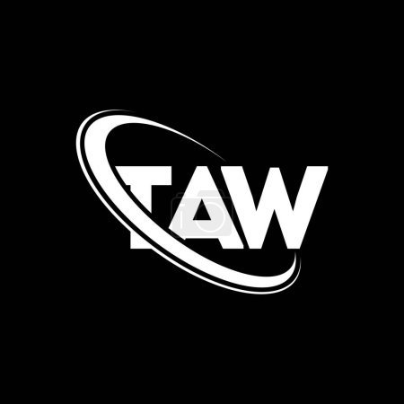 Ilustración de Logo TAW. Carta TAW. Diseño del logotipo de la letra TAW. Inicial logo TAW vinculado con círculo y logo monograma en mayúsculas. Tipografía TAW para marca tecnológica, empresarial e inmobiliaria. - Imagen libre de derechos