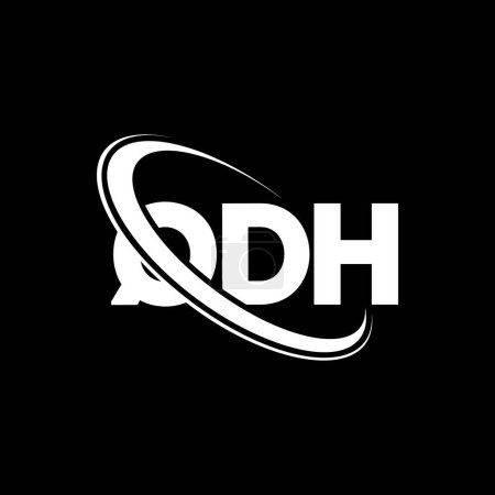 Téléchargez les illustrations : Logo QDH. Lettre du QDH. Design de logo lettre QDH. Initiales Logo QDH lié au logo monogramme cercle et majuscule. Typographie QDH pour la marque technologique, commerciale et immobilière. - en licence libre de droit