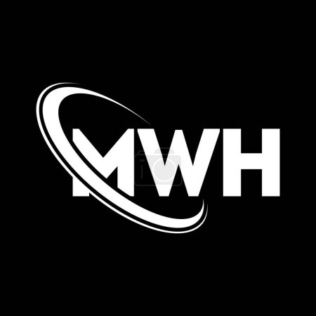 Illustration for MWH logo. MWH letter. MWH letter logo design. Initials MWH logo linked with circle and uppercase monogram logo. MWH typography for technology, business and real estate brand. - Royalty Free Image