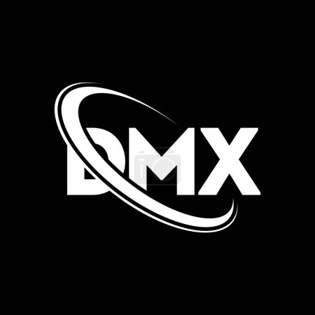 Illustration for DMX logo. DMX letter. DMX letter logo design. Initials DMX logo linked with circle and uppercase monogram logo. DMX typography for technology, business and real estate brand. - Royalty Free Image