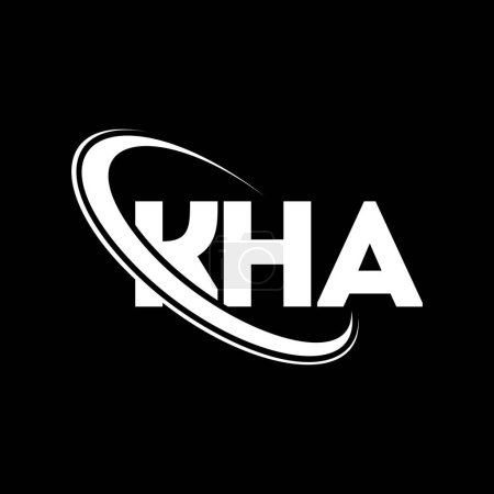 Illustration for KHA logo. KHA letter. KHA letter logo design. Initials KHA logo linked with circle and uppercase monogram logo. KHA typography for technology, business and real estate brand. - Royalty Free Image