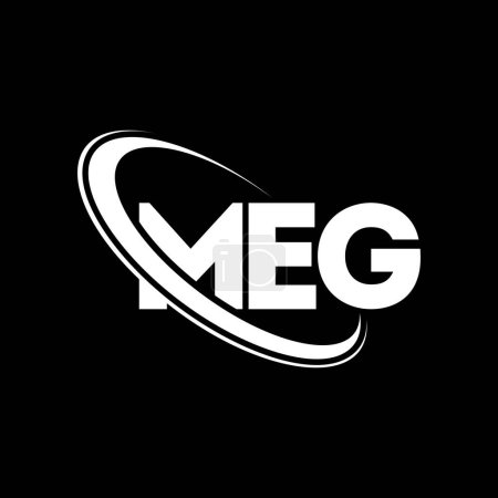 Illustration for MEG logo. MEG letter. MEG letter logo design. Initials MEG logo linked with circle and uppercase monogram logo. MEG typography for technology, business and real estate brand. - Royalty Free Image