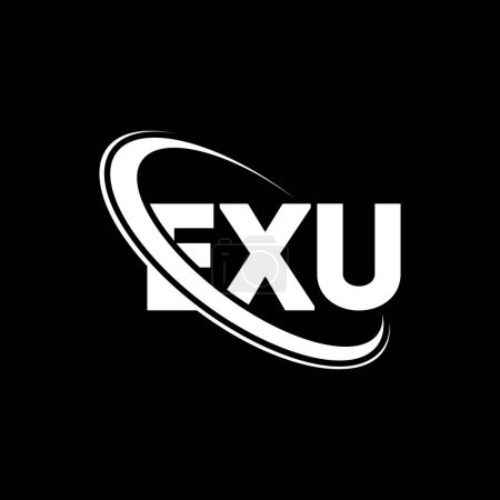 Illustration for EXU logo. EXU letter. EXU letter logo design. Initials EXU logo linked with circle and uppercase monogram logo. EXU typography for technology, business and real estate brand. - Royalty Free Image