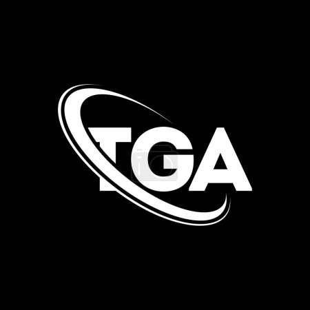 Illustration for TGA logo. TGA letter. TGA letter logo design. Initials TGA logo linked with circle and uppercase monogram logo. TGA typography for technology, business and real estate brand. - Royalty Free Image