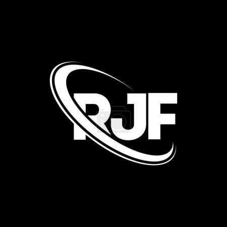 Illustration for RJF logo. RJF letter. RJF letter logo design. Initials RJF logo linked with circle and uppercase monogram logo. RJF typography for technology, business and real estate brand. - Royalty Free Image