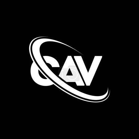 Ilustración de Logo CAV. Carta CAV. Diseño del logotipo de la letra CAV. Logo CAV inicial vinculado con el logotipo del círculo y del monograma en mayúsculas. Tipografía CAV para marca tecnológica, empresarial e inmobiliaria. - Imagen libre de derechos