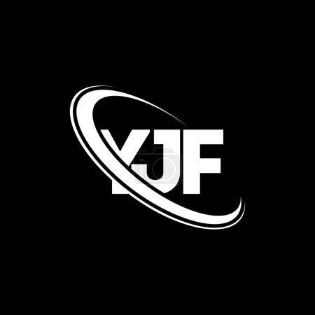 Ilustración de Logotipo YJF. Carta de la YJF. Diseño del logotipo de la letra YJF. Inicial logotipo YJF vinculado con el círculo y el logotipo del monograma en mayúsculas. Tipografía de YJF para la marca tecnológica, empresarial e inmobiliaria. - Imagen libre de derechos