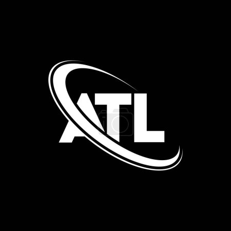 Logo ATL. Carta ATL. Diseño del logotipo de la letra ATL. Logotipo ATL inicial vinculado con el círculo y el logotipo del monograma en mayúsculas. Tipografía ATL para marca tecnológica, empresarial e inmobiliaria.