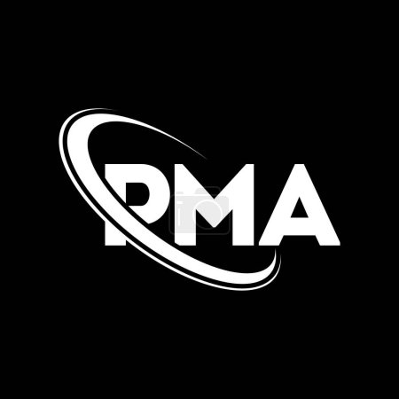 Illustration for PMA logo. PMA letter. PMA letter logo design. Initials PMA logo linked with circle and uppercase monogram logo. PMA typography for technology, business and real estate brand. - Royalty Free Image