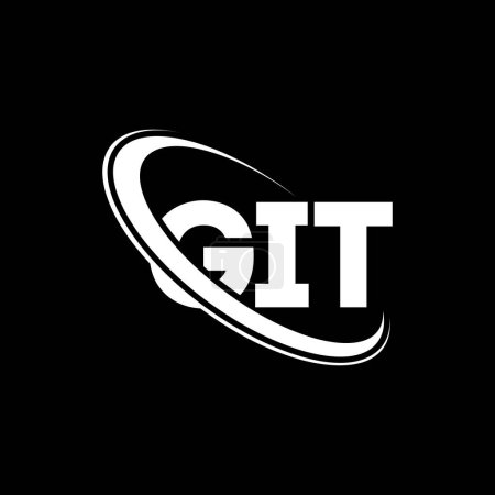 Illustration for GIT logo. GIT letter. GIT letter logo design. Initials GIT logo linked with circle and uppercase monogram logo. GIT typography for technology, business and real estate brand. - Royalty Free Image