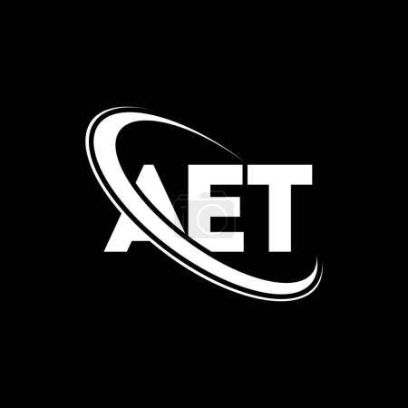 Ilustración de AET logo. AET letter. AET letter logo design. Initials AET logo linked with circle and uppercase monogram logo. AET typography for technology, business and real estate brand. - Imagen libre de derechos