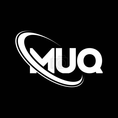 Ilustración de Logotipo MUQ. Carta MUQ. Diseño del logotipo de la letra MUQ. Inicial logotipo MUQ vinculado con el círculo y el logotipo del monograma en mayúsculas. Tipografía MUQ para marca tecnológica, empresarial e inmobiliaria. - Imagen libre de derechos
