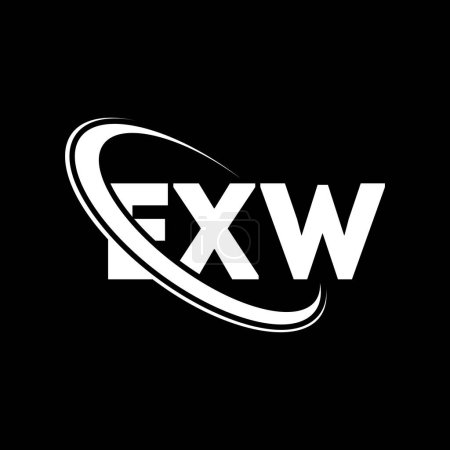 Ilustración de Logo EXW. Carta EXW. Diseño del logotipo de la letra EXW. Inicial logotipo EXW vinculado con el círculo y el logotipo monograma en mayúsculas. Tipografía EXW para marca tecnológica, empresarial e inmobiliaria. - Imagen libre de derechos
